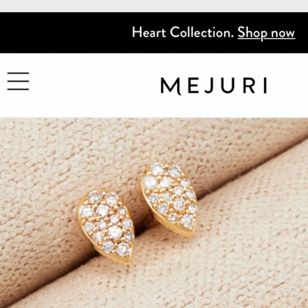 RARE - Mejuri 14K Pavé Diamond Pear Studs – Like New - Retails $374